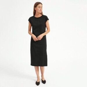 Everlane Black Luxe Cotton Side-Slit Tee Dress Small